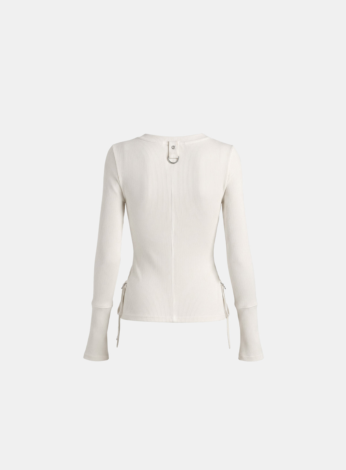 [w-tee26-255] Delta 2 Utility Cotton Rib Henley Neck Long Sleeve – White