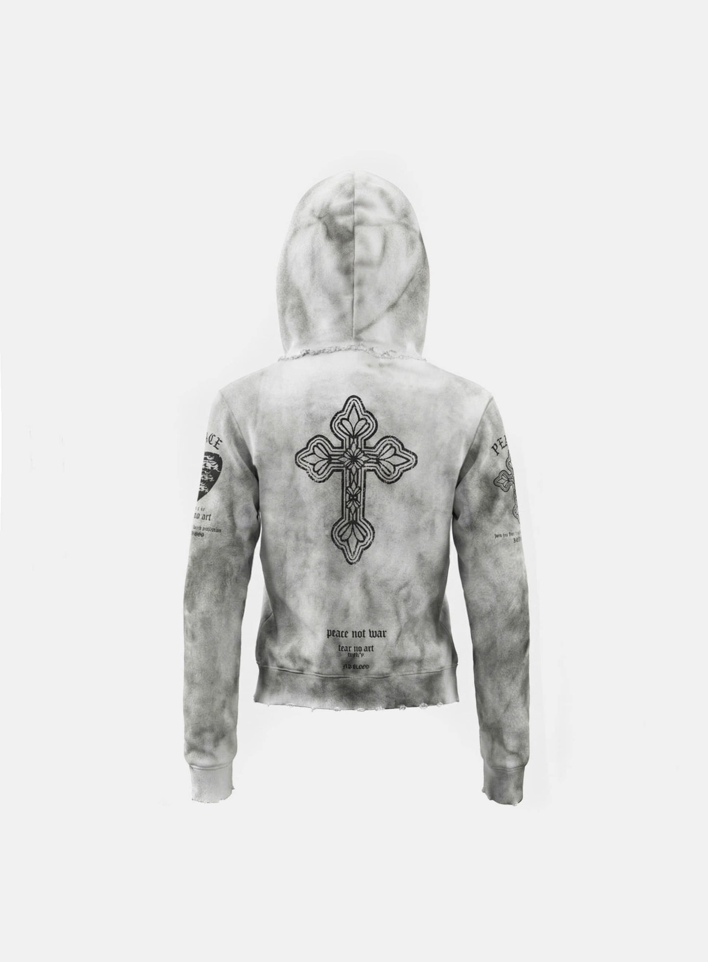 PEACE NOT WAR Hooded Zip-Up - Dusty White