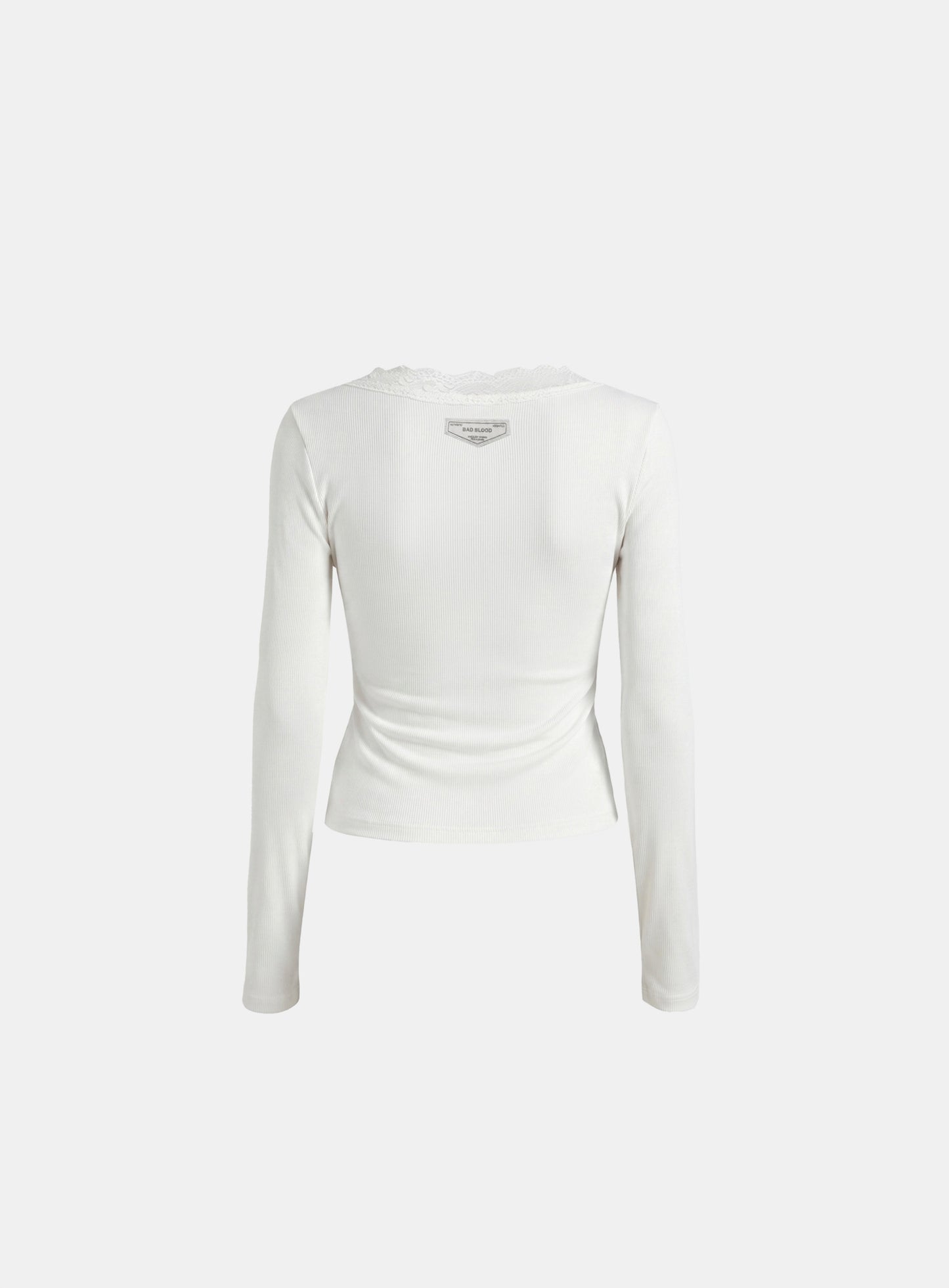 [w-tee26-165] DO YOU WANT IT Lace Henley Long Sleeve - White