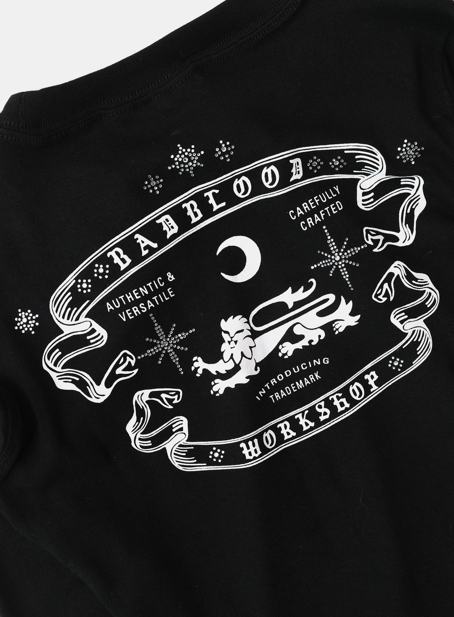 Mystic Rhinestone Logo Jersey Slim Long Sleeve - Black