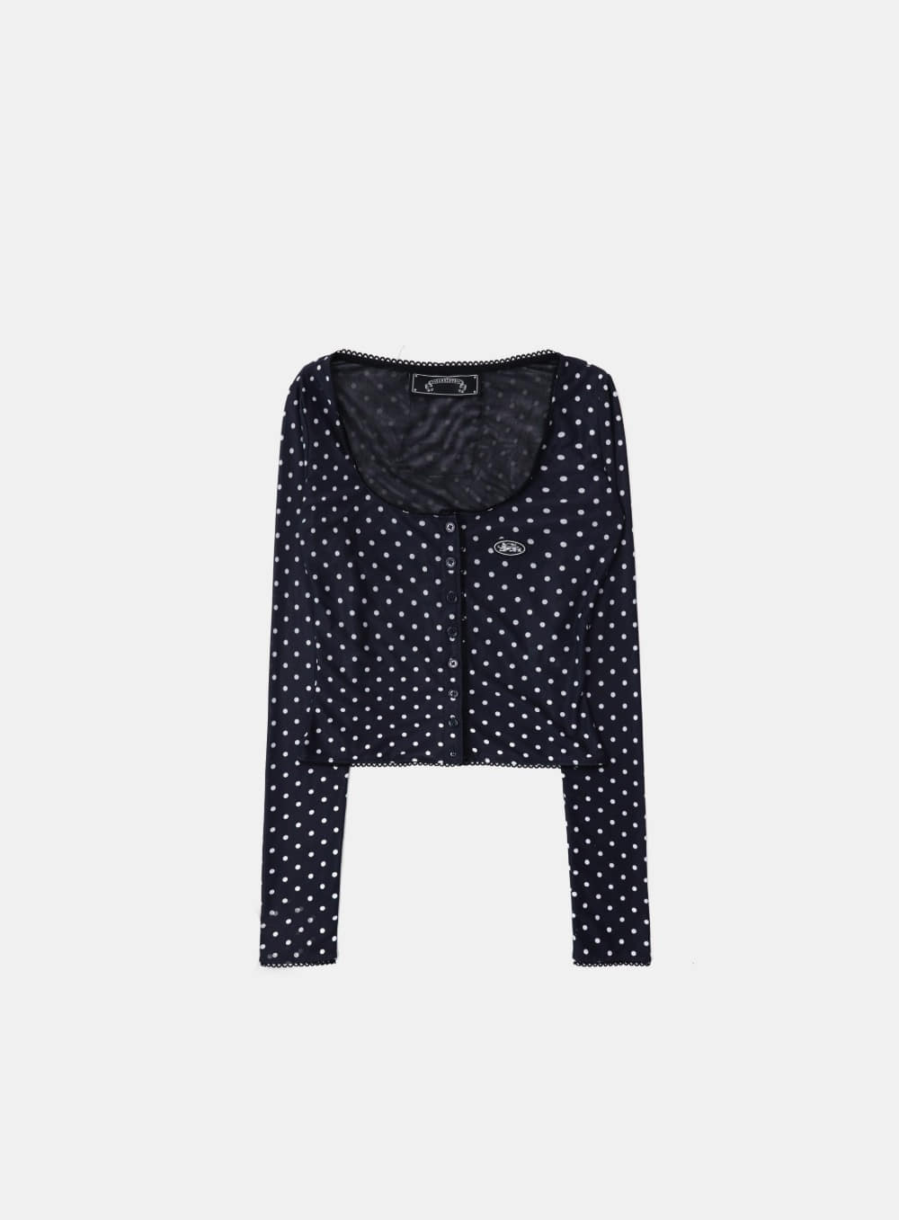 [AQUA] Splash Dot Round Cardigan - Navy