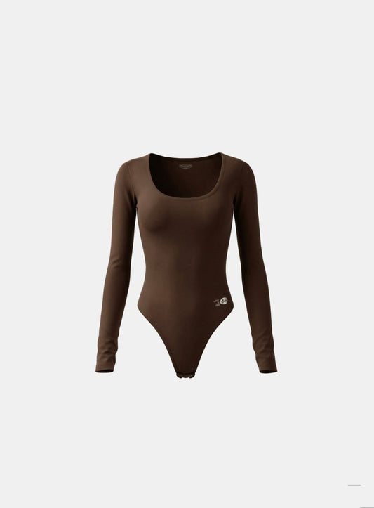 [w-jst26-011] Everyday Scoop Neck Bodysuit - Brown