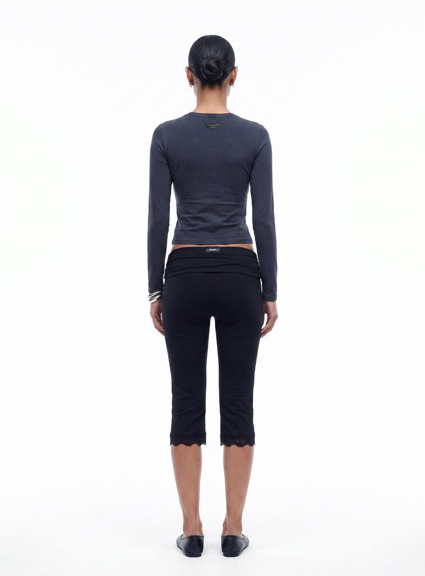 [w-tee26-087] Everyday Crew Neck Long Sleeve T-Shirt - Charcoal