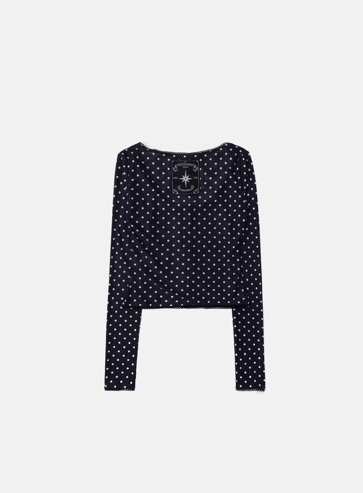 [AQUA] Splash Dot Round Cardigan - Navy