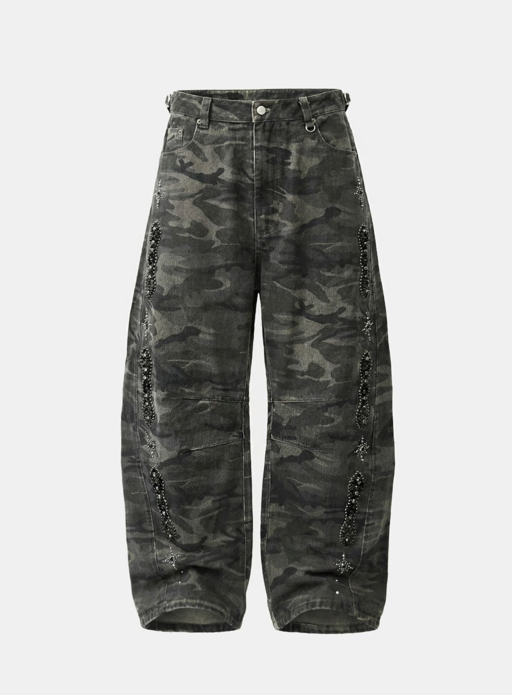 [w-pts25-078] Viper Gemstone Curved Pants - Green Camo