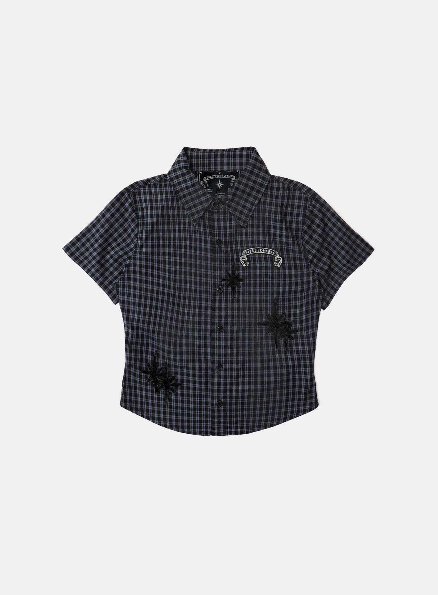 Cosmo Graphic Short Sleeve Shirt - Charcoal Blue Check