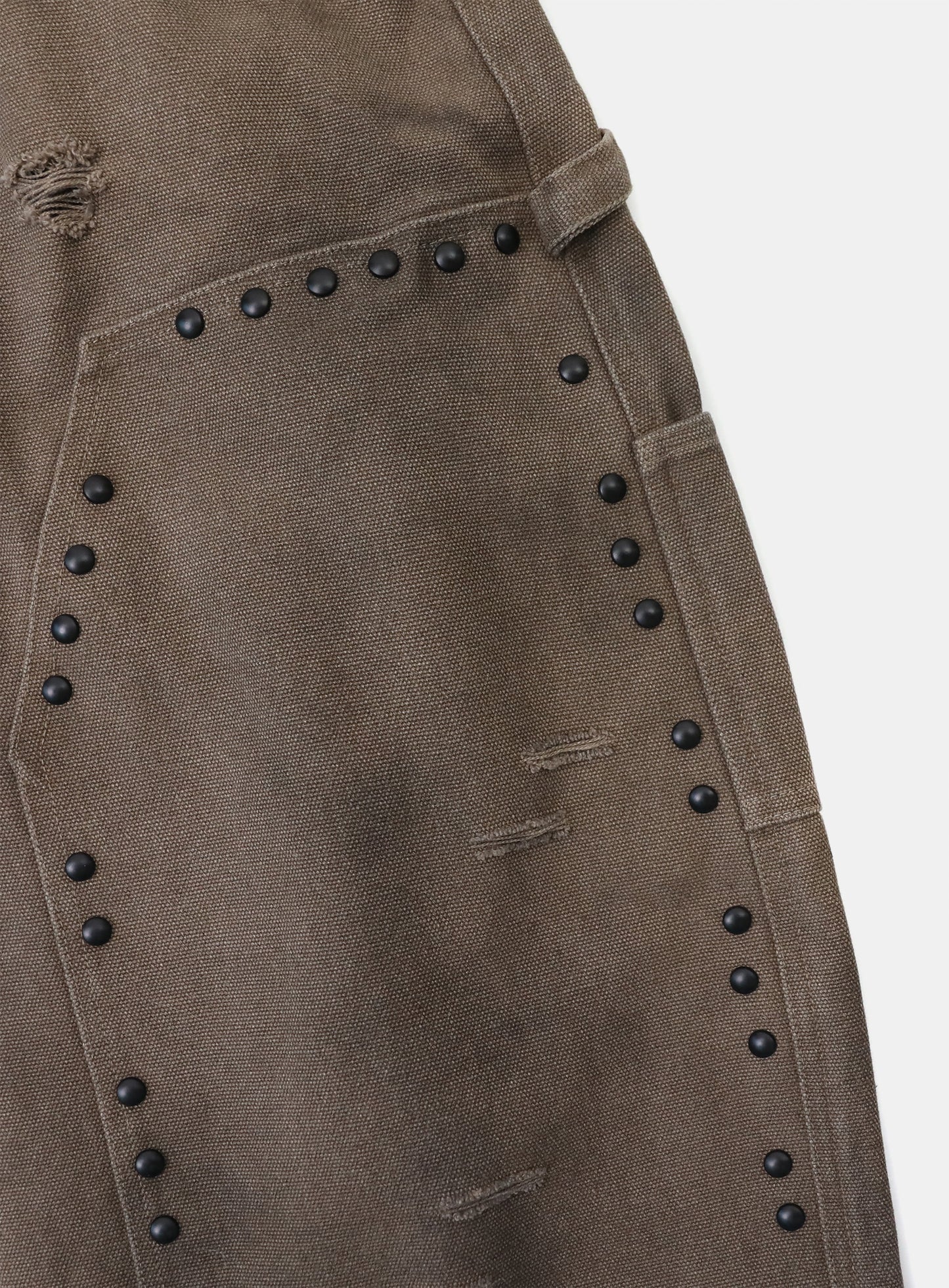 [w-pts25-082] Studded Carpenter Curved Pants - Brown