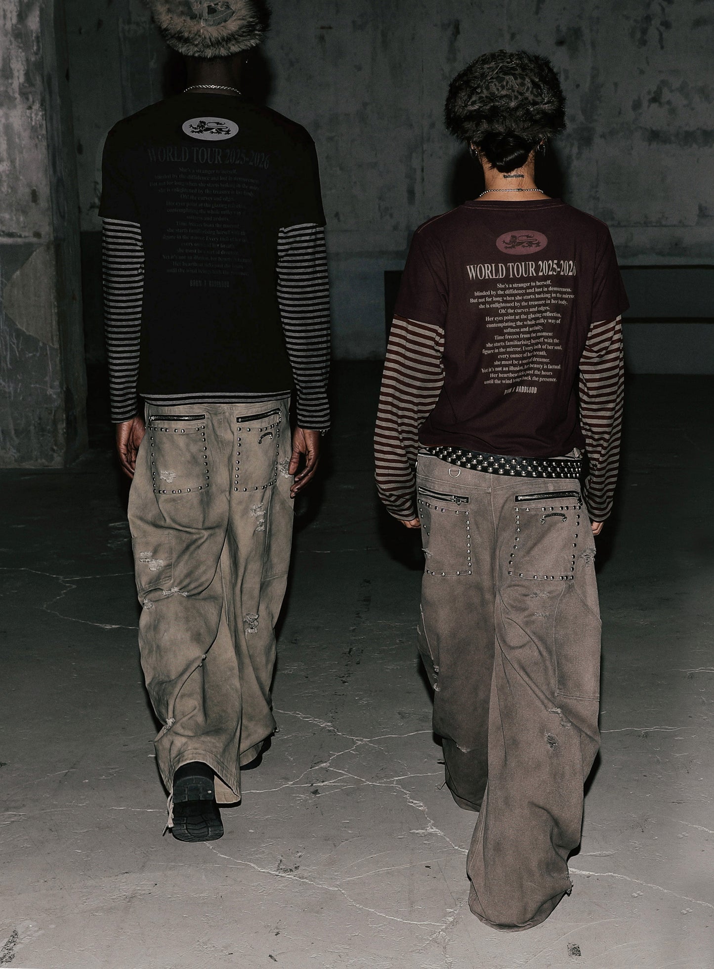 2025 World Tour Layered Long Sleeve - Burgundy/Striped