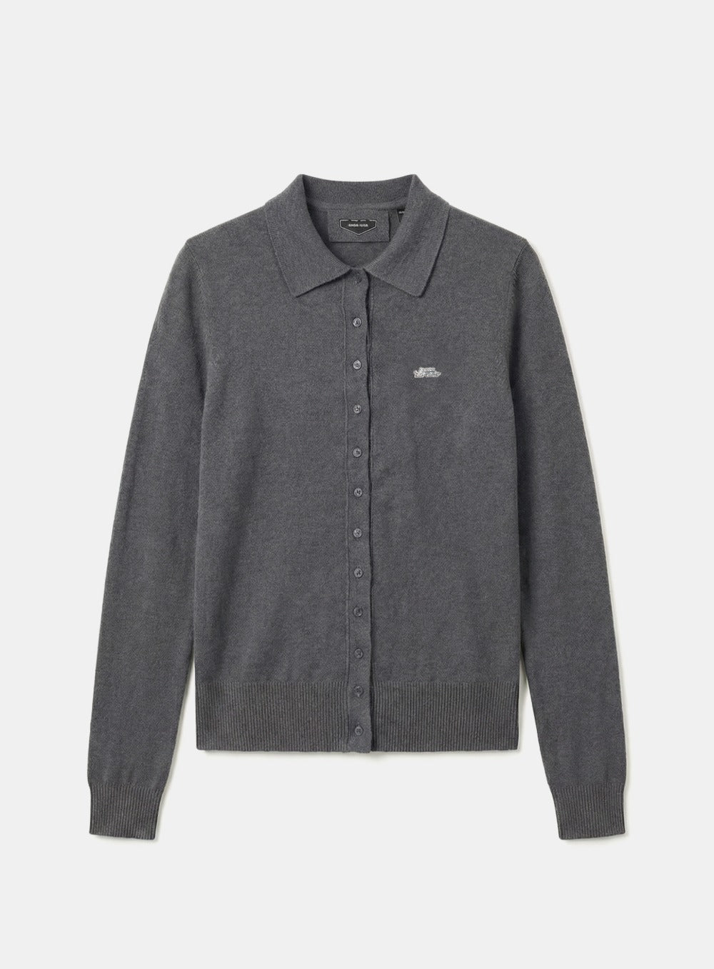 [w-knt26-011] Mystic Symbol Polo Cardigan - Dark Gray