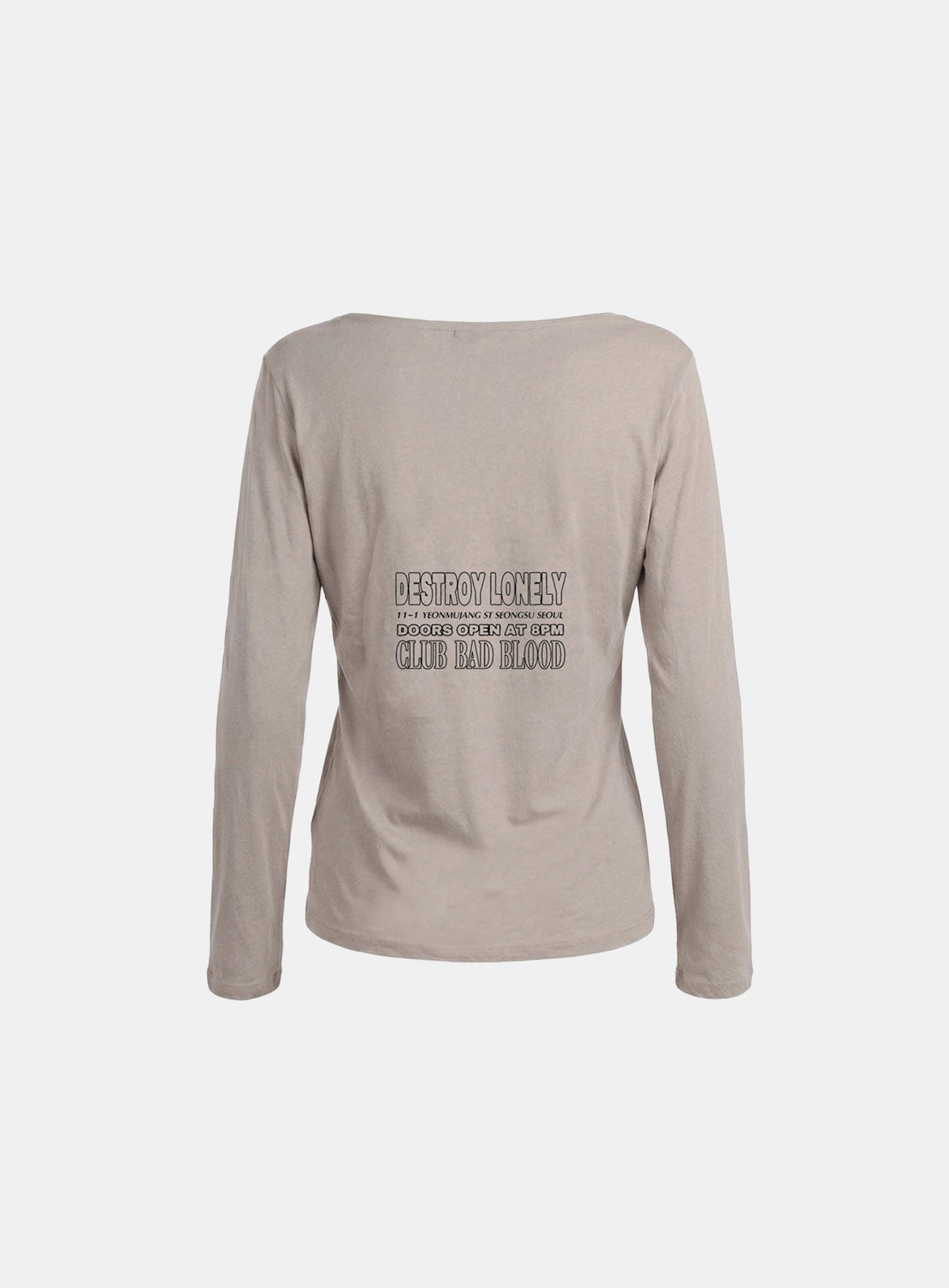 [w-tee26-121] CLUB BAD POST Boat Neck T-Shirt - Sand