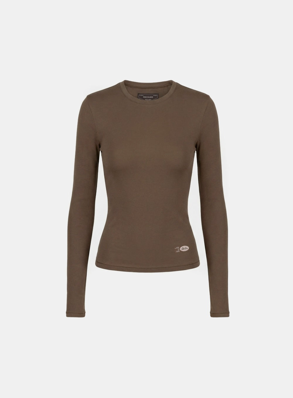 [w-tee26-048] BS Cotton Jersey Fitted Long Sleeve T-Shirt - Brown