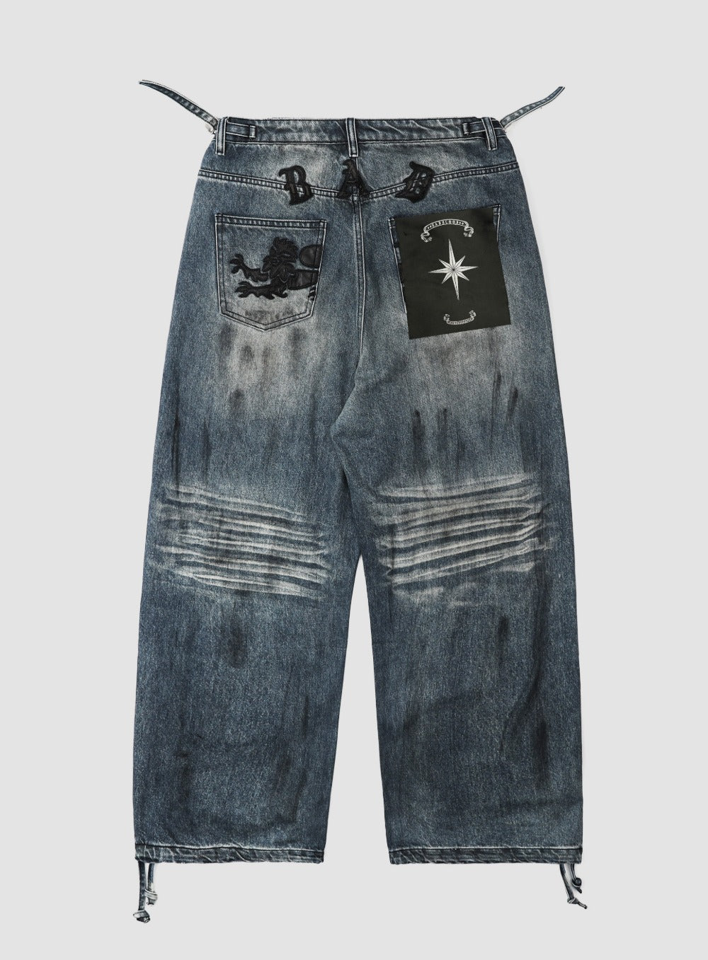 ◆BADBLOOD◆ Billy Washed Denim Sweatpants Blue w-pts24-088 MUSINSA | BADBLOOD Billy Washed Denim Sweatpants - Blue