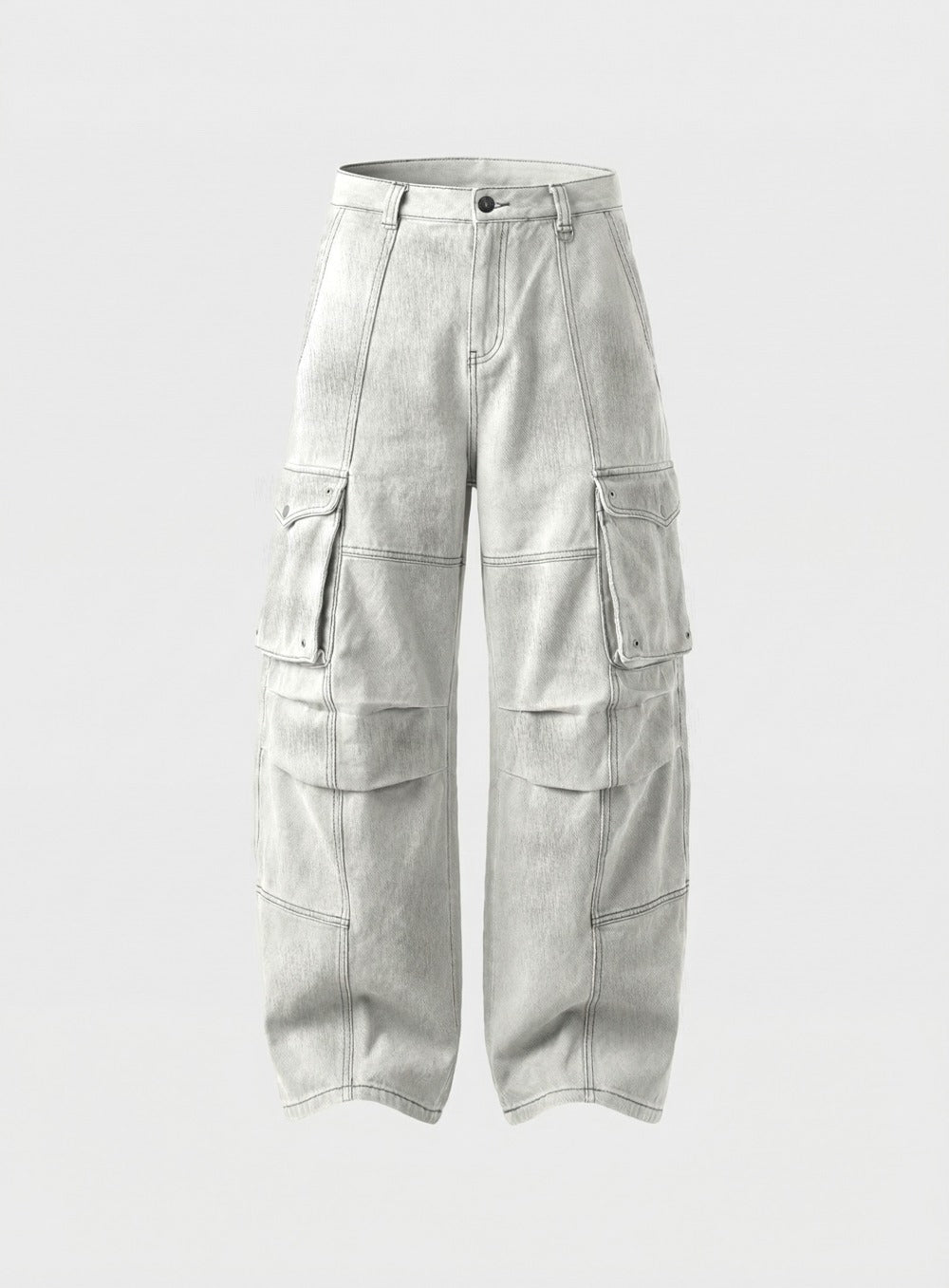 [w-pts26-066] Arc Curved Fit Cargo Pants - White