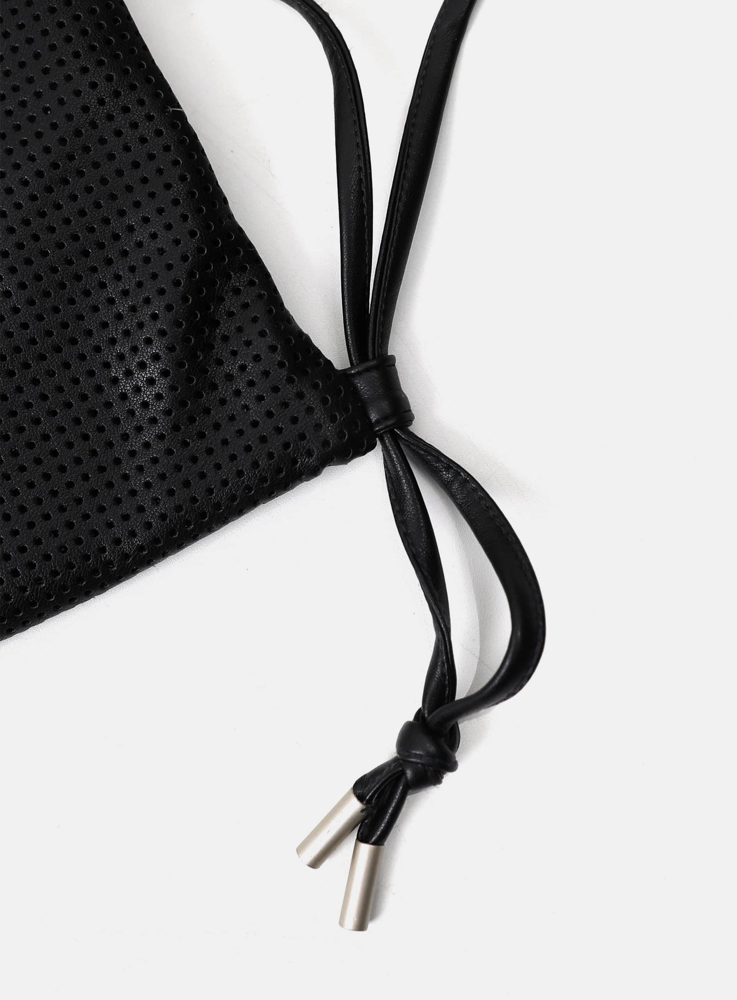 Perforated Leather Gym Sack - Black