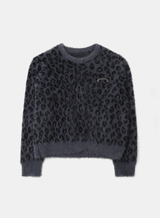 [w-knt25-014] Viper Mohair Sweater - Black Leopard