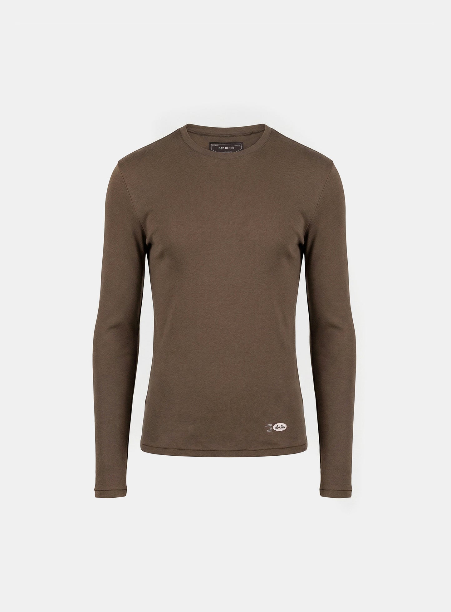 [w-tee26-048] BS Cotton Jersey Fitted Long Sleeve T-Shirt - Brown