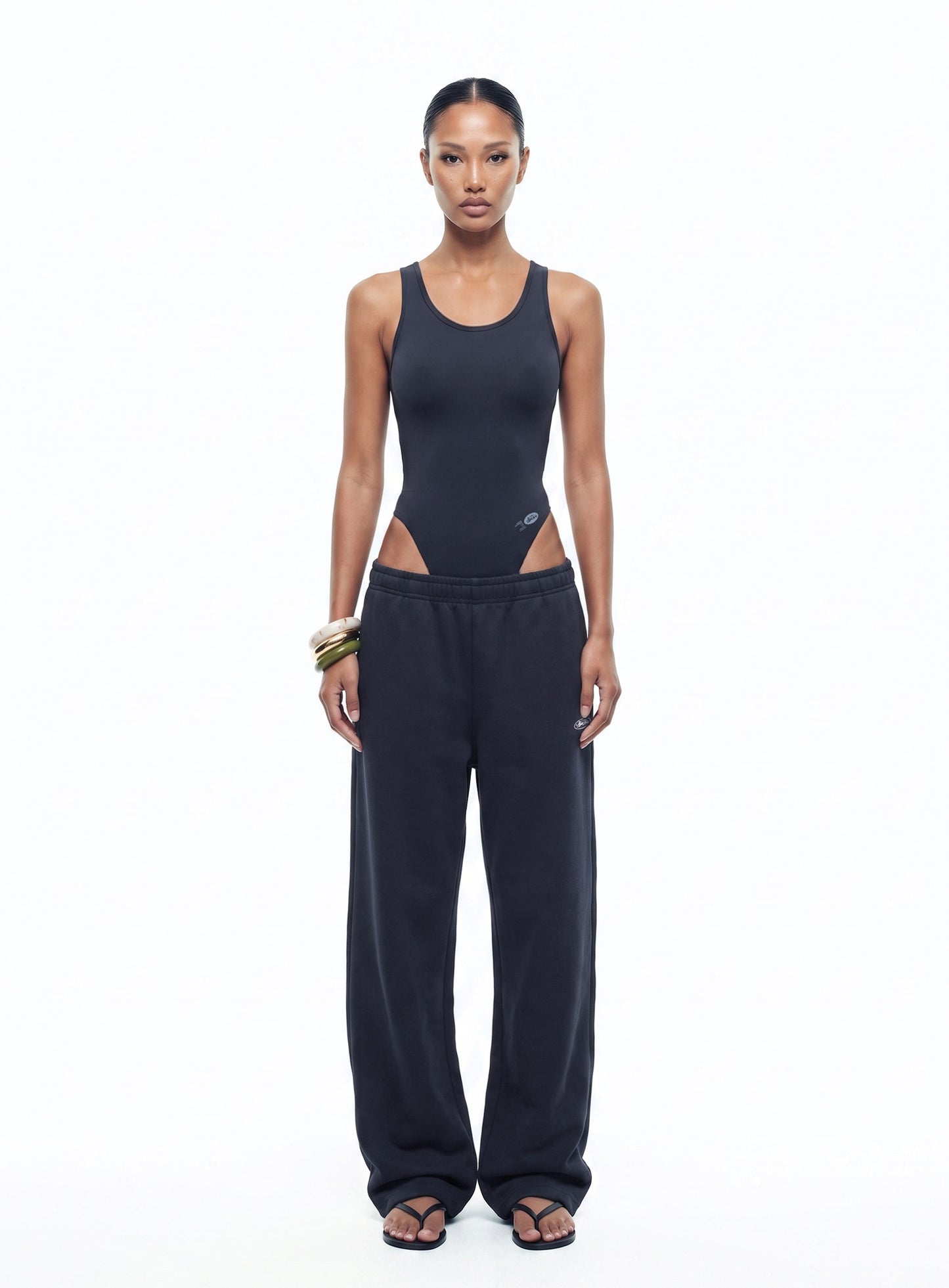 [w-jst26-009] Everyday U-Neck Tank Bodysuit - Charcoal