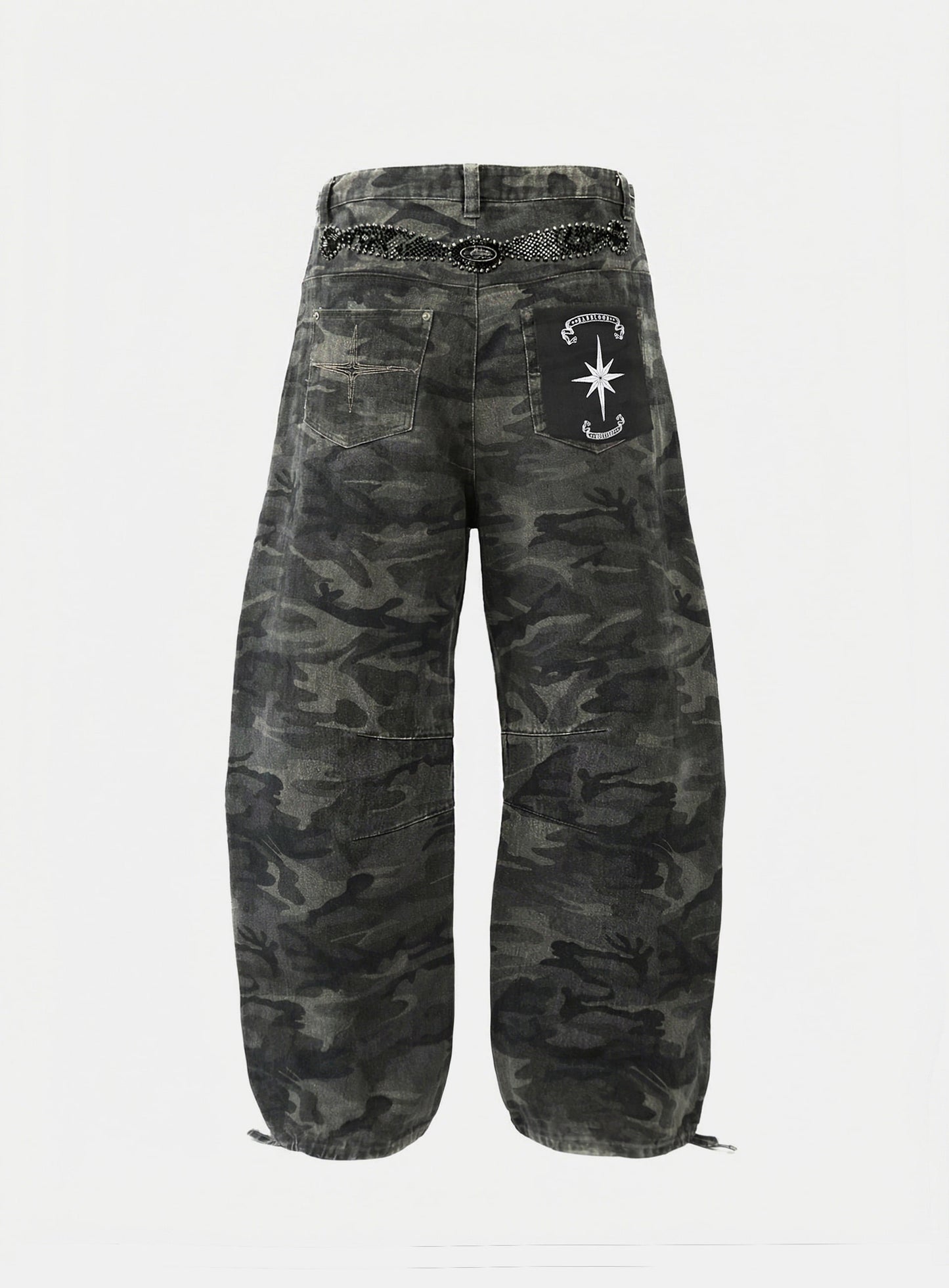 [w-pts25-078] Viper Gemstone Curved Pants - Green Camo