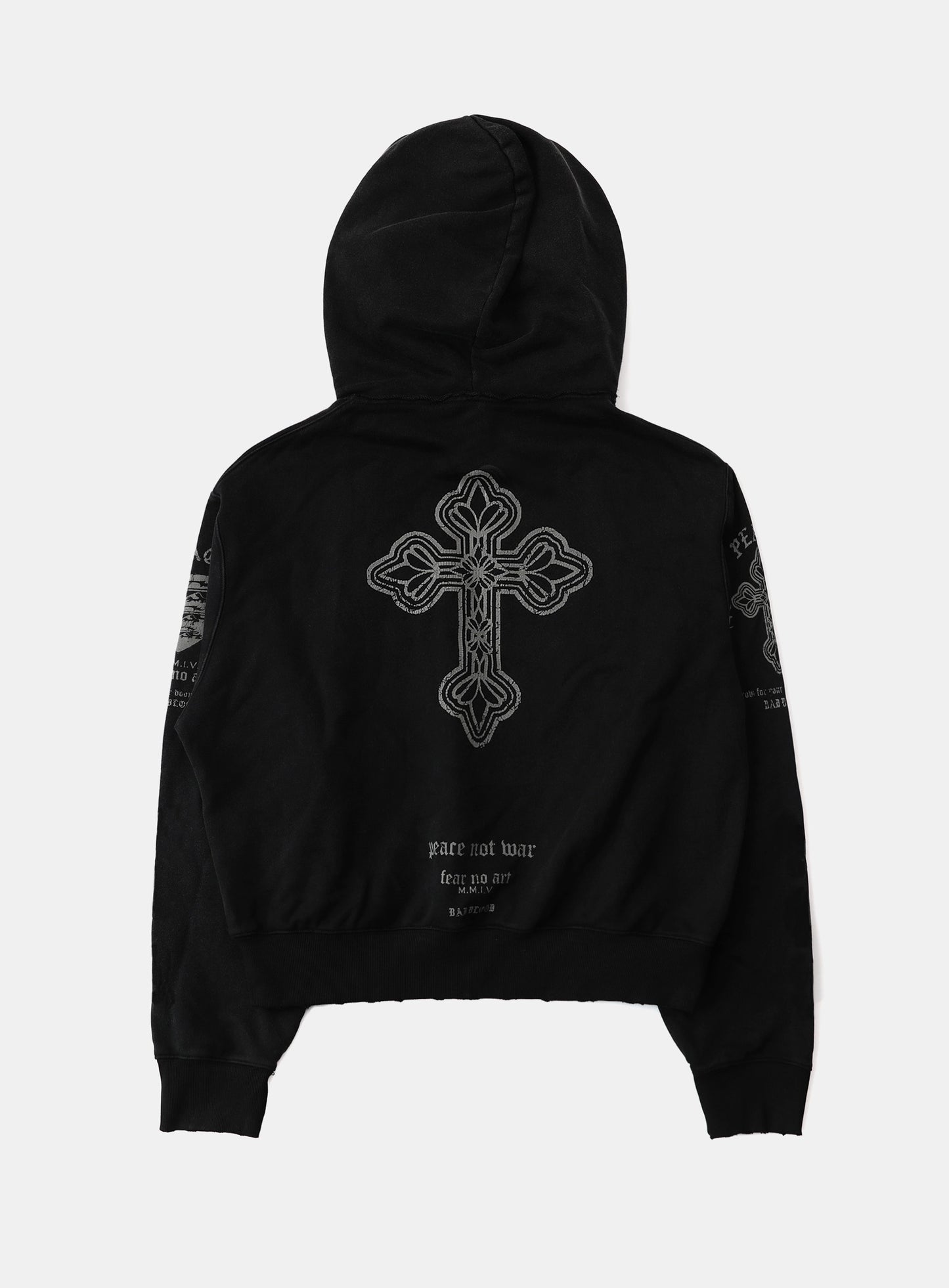 PEACE NOT WAR Hooded Zip-Up - Dusty Black