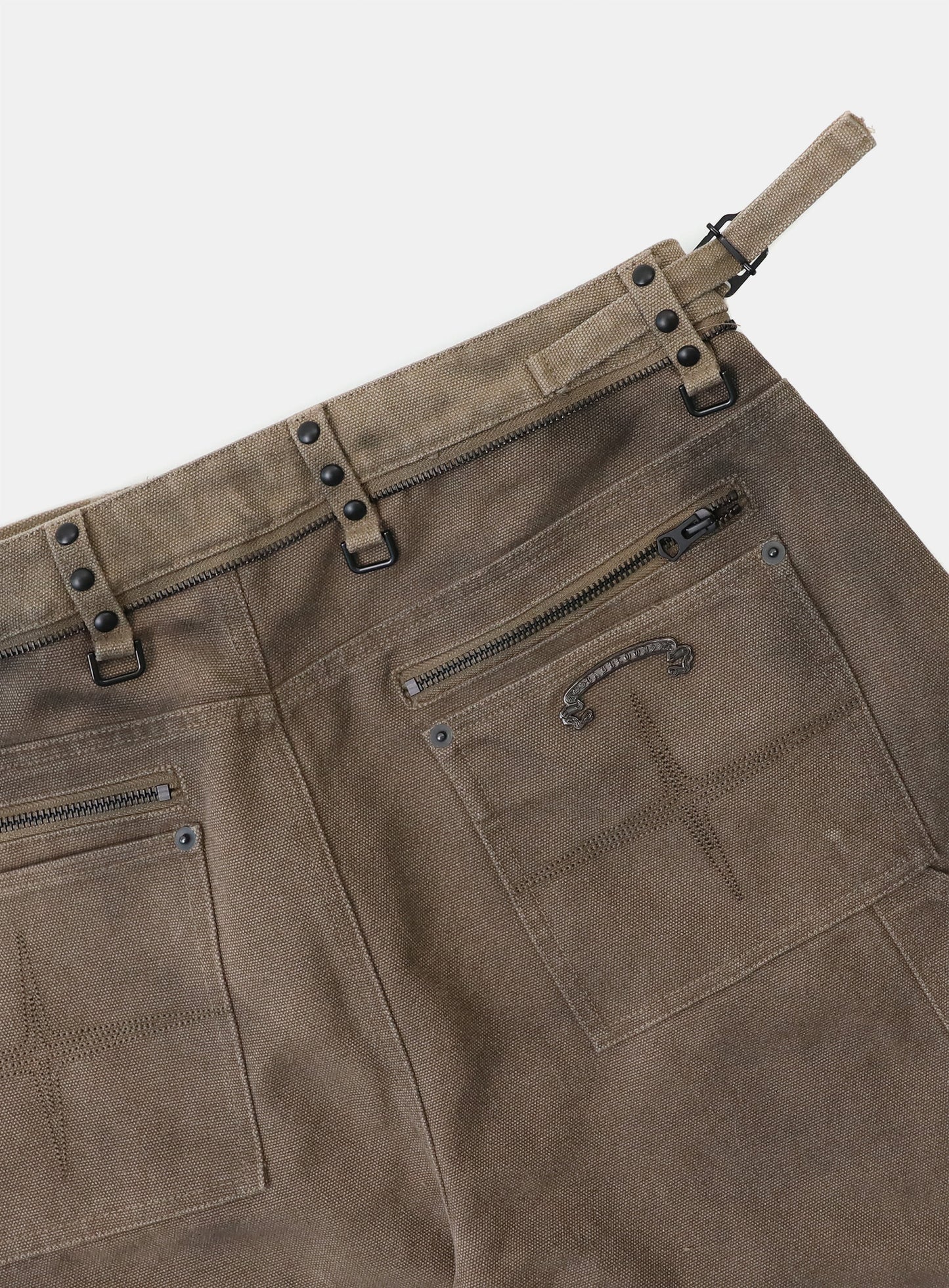 [w-pts25-082] Studded Carpenter Curved Pants - Brown