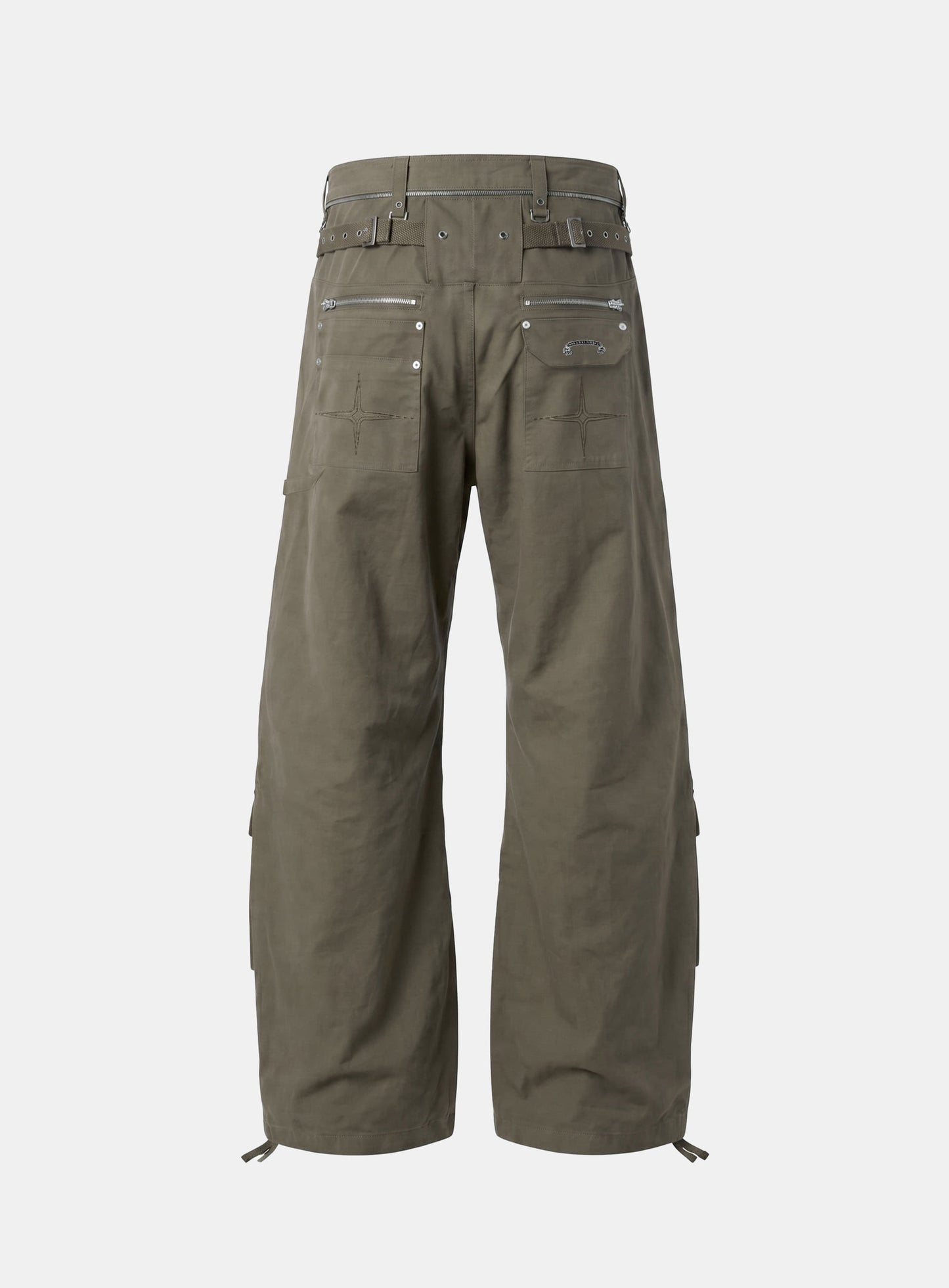 [w-pts26-116] Alpha Curved Bootcut Cargo Pants - Khaki