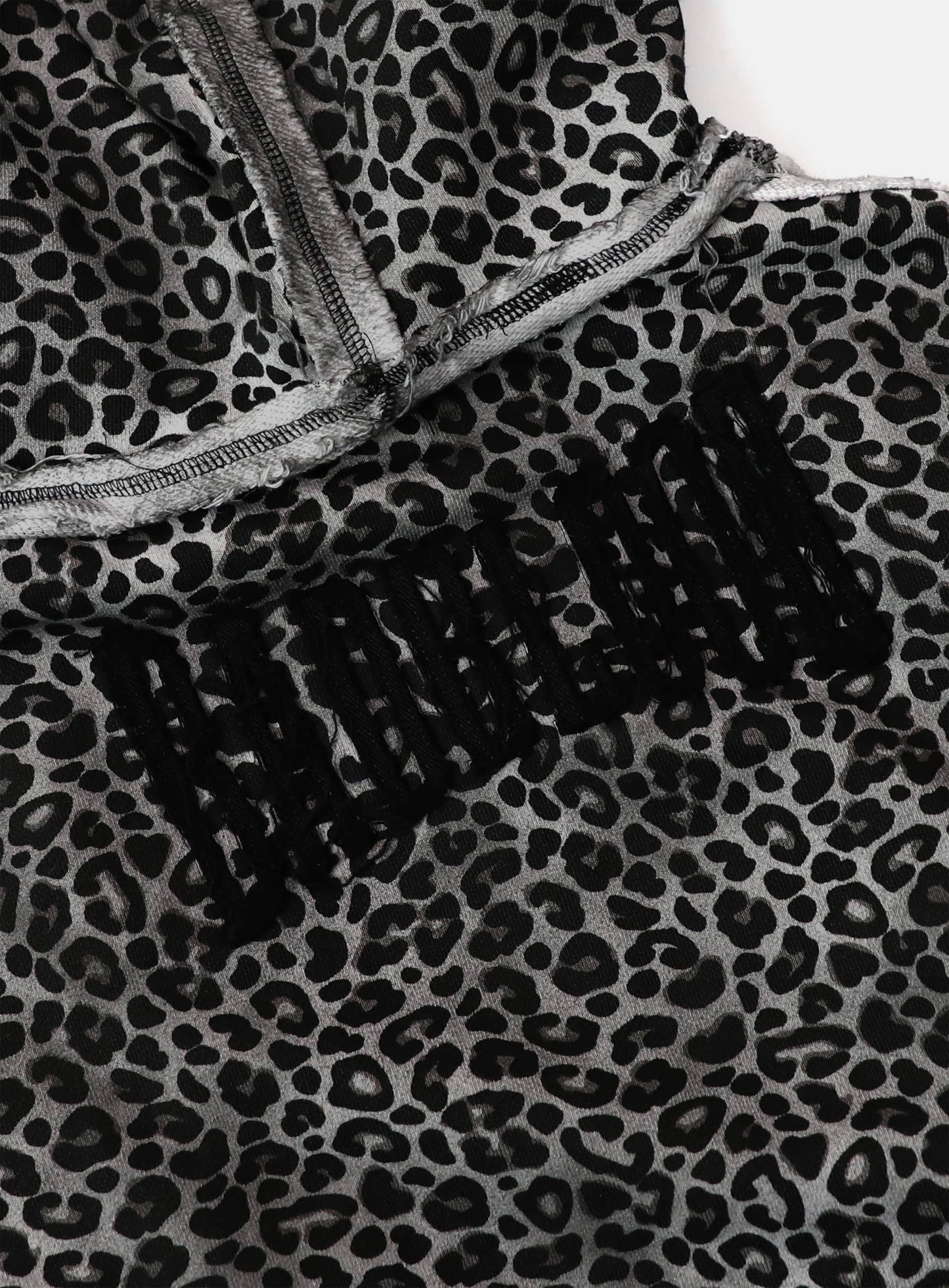 [w-hde25-081] Low Edge Detachable Fur Hooded Zip-Up Slim Fit - White Leopard