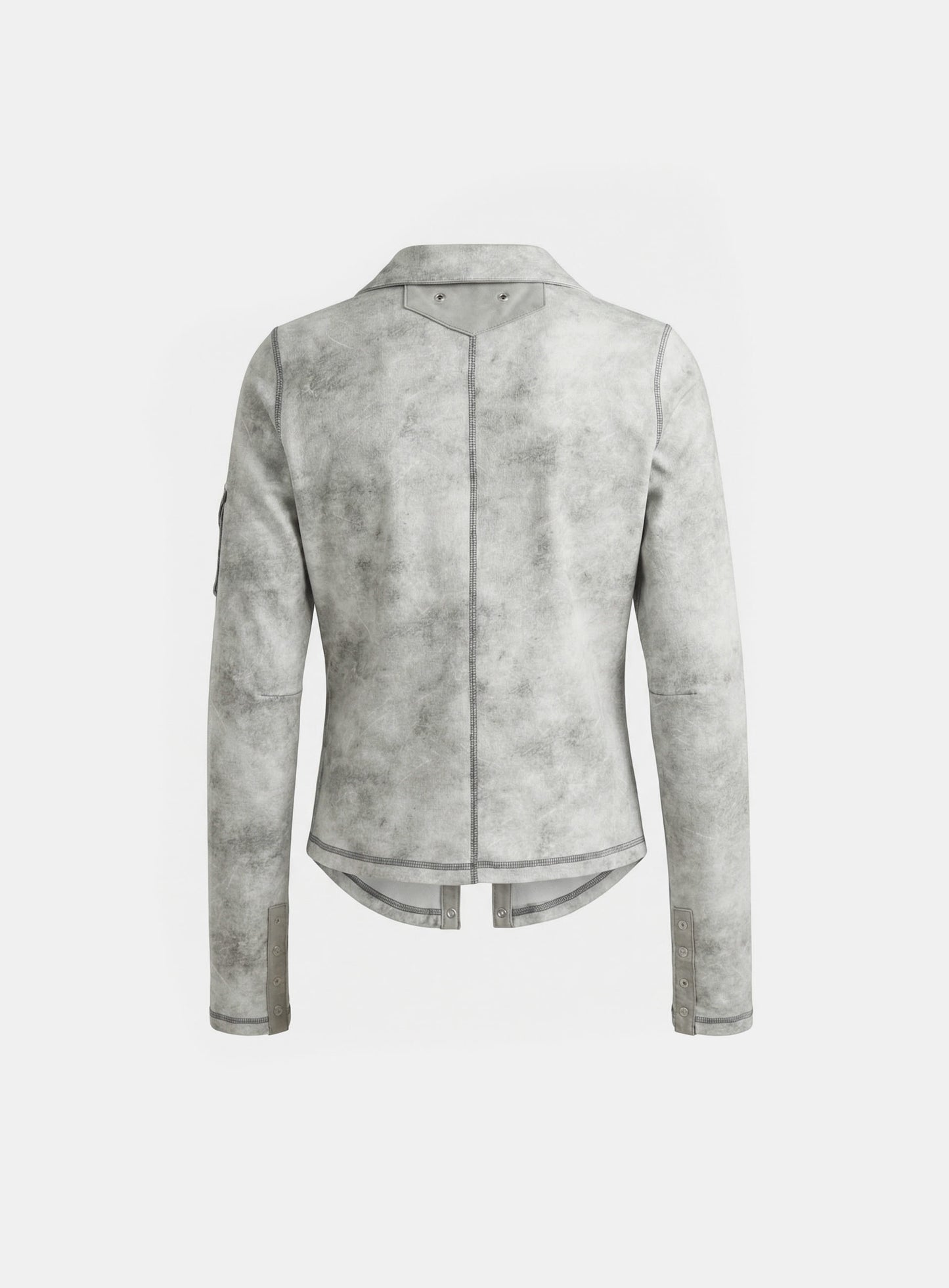[w-cdg26-001] Viper Cotton Rib V-Neck Collared Zip-Up - White