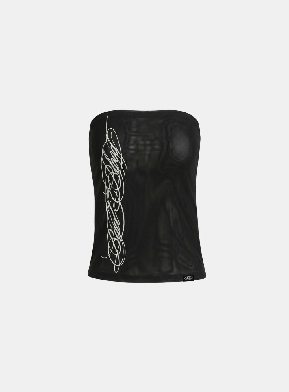 [AQUA] [w-tnk26-053] Dark Classic 2 Mesh Long Tube Top - Black