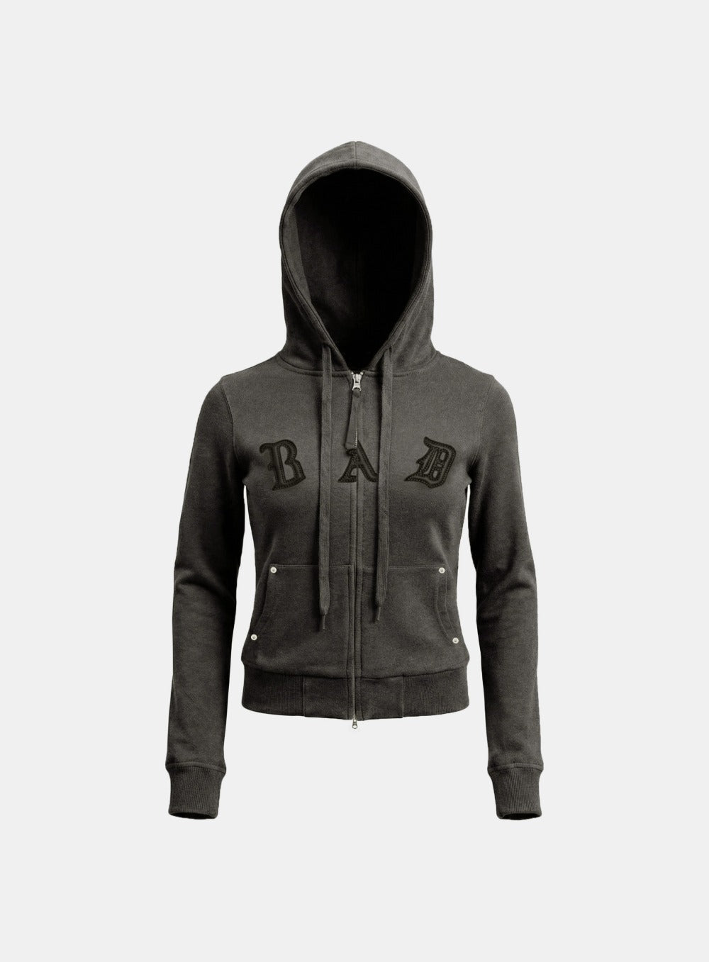 [w-hde26-026] Cosmo Embroidered Slim-Fit Zip-Up Hoodie - Charcoal
