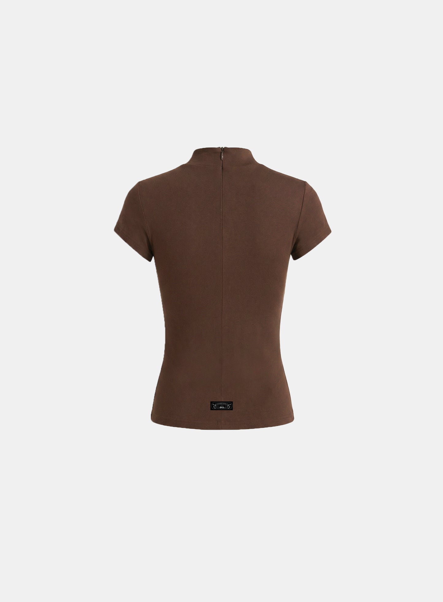 [w-tee26-067] Viper Logo Mock-Neck Cap Sleeve - Brown