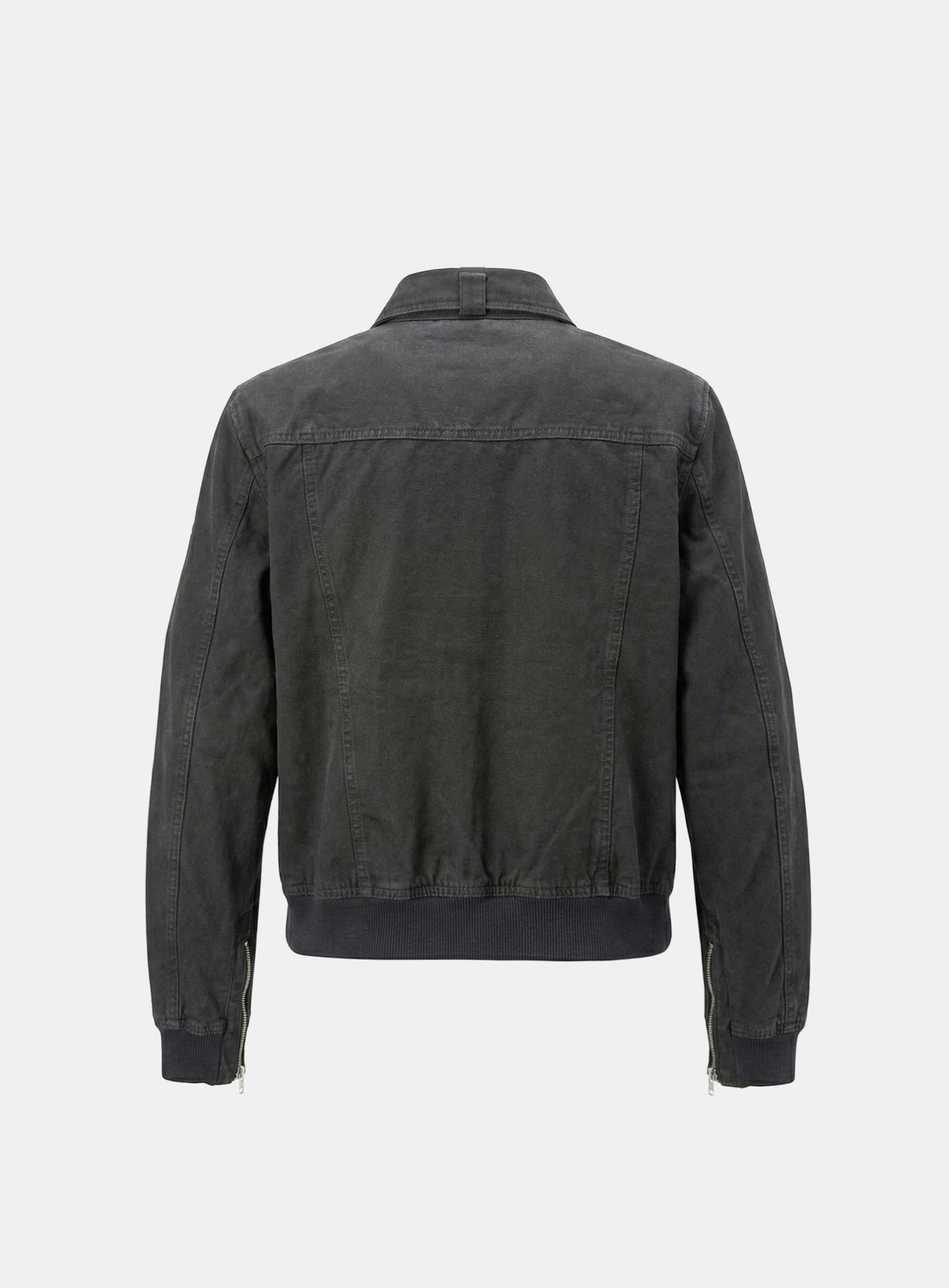 [w-jkt25-066] Daytona High-Neck Strap Bomber Jacket - Washed Black