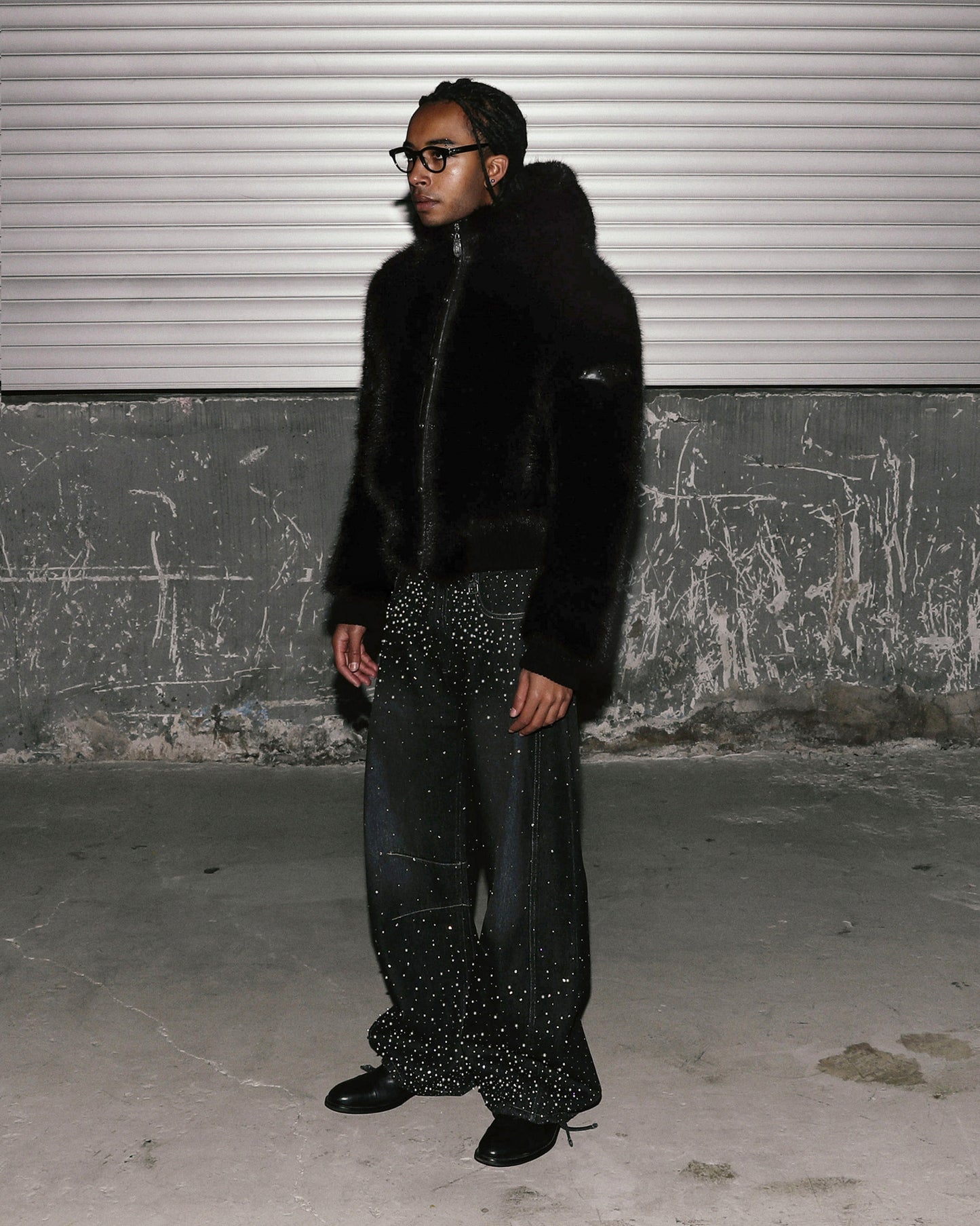 [w-jkt25-051] Viper81 Hooded Fur Jacket - Black