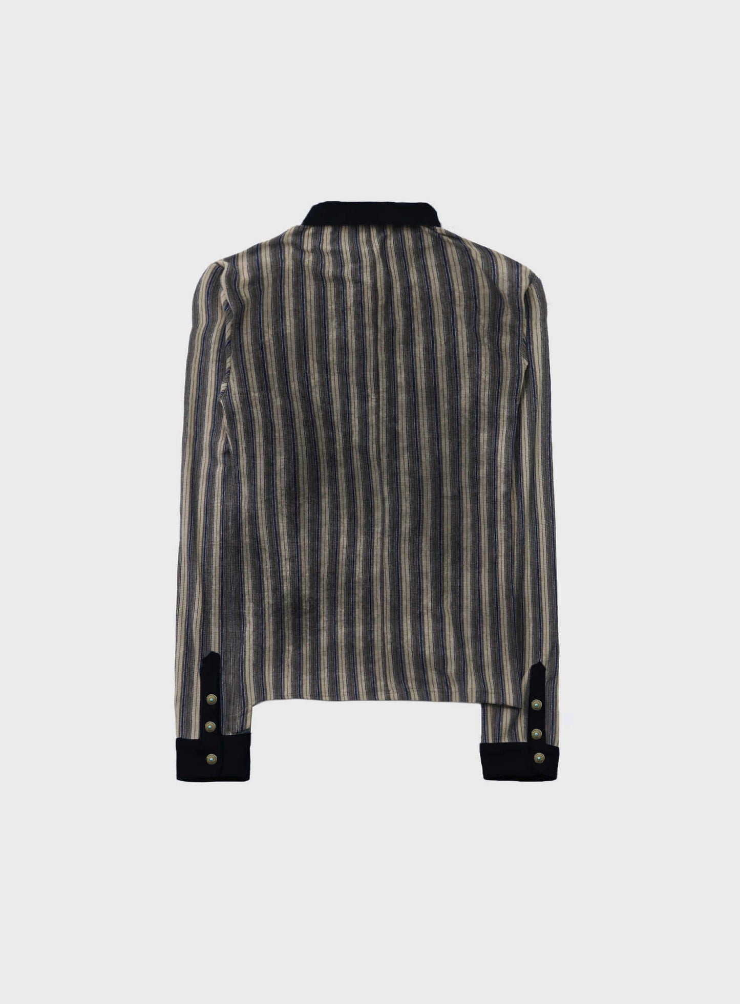 [w-tee25-187] Vintage Jersey Polo Shirt - Blue/Striped