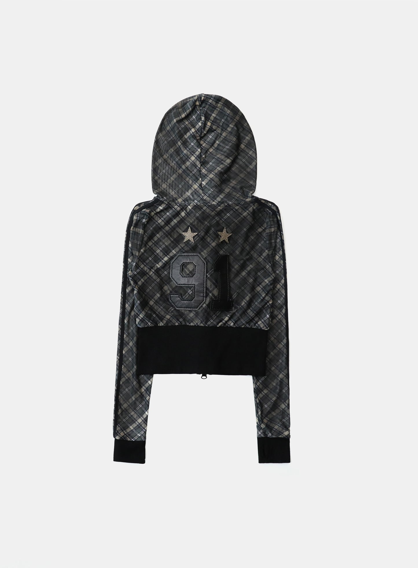 Vintage Club Slim-Fit Hooded Zip-Up - Checkblack