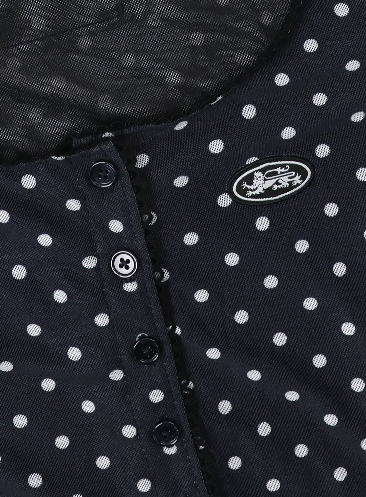 [AQUA] Splash Dot Round Cardigan - Navy
