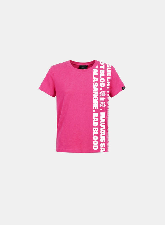 [w-tee26-227] Translation Side Graphic 1/2 T-Shirt - Pink
