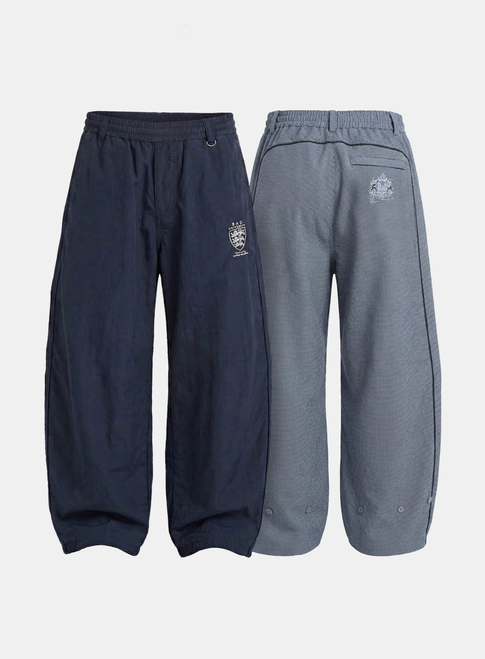 [w-pts26-049] Shield-M Reversible Track Pants - Navy Check