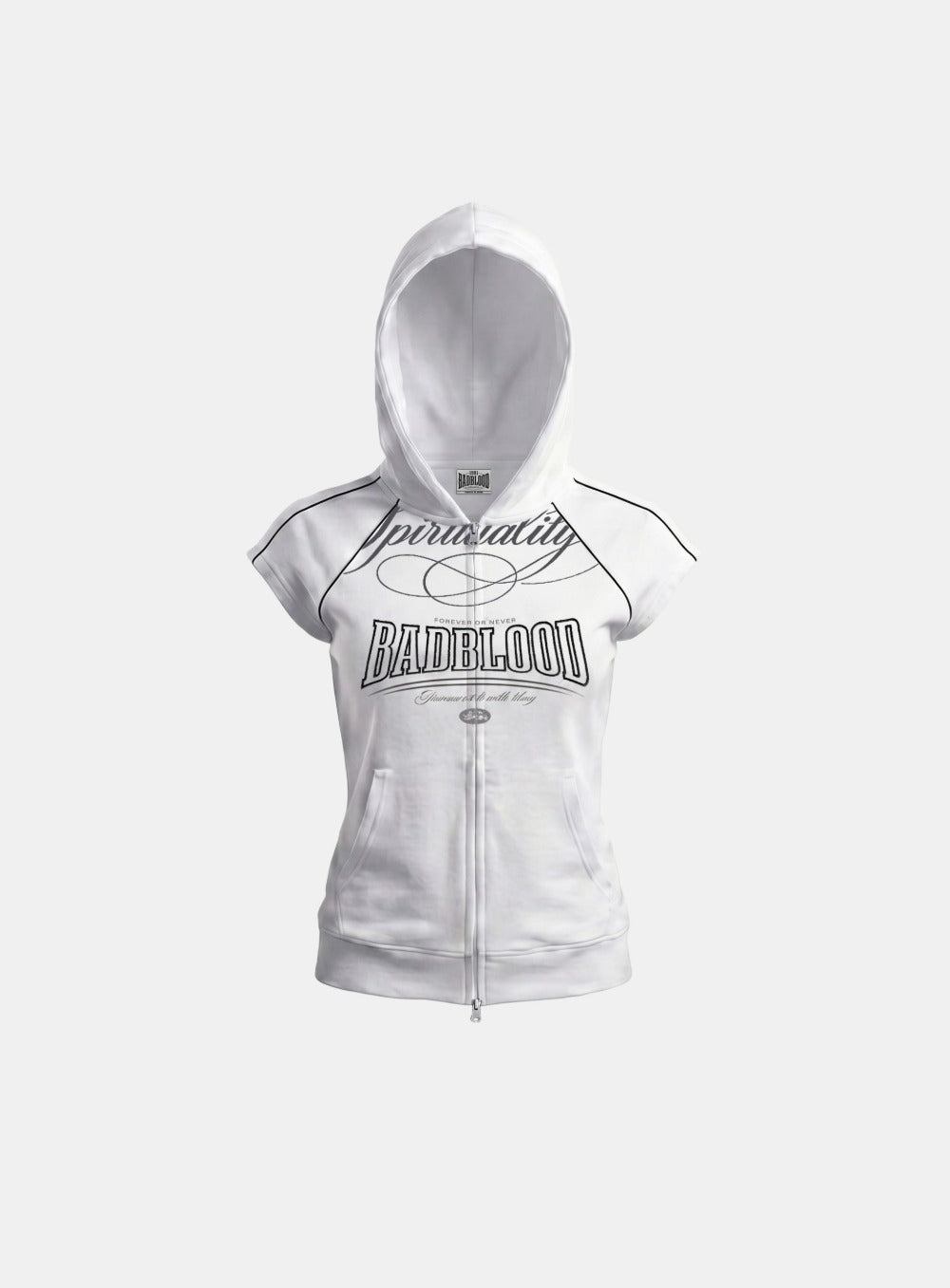 [w-hde26-036] 90s Vintage Club 1/2 Jersey Zip-Up Hoodie - White