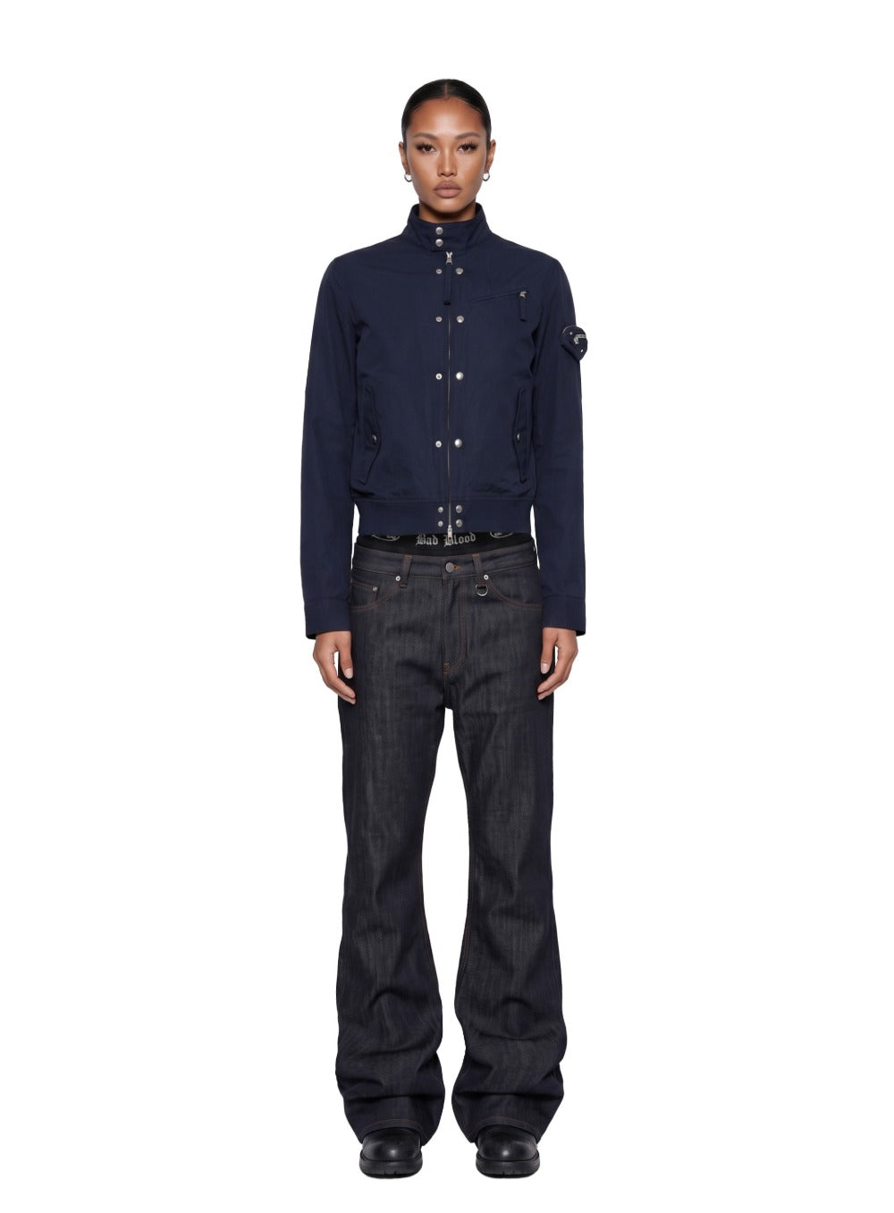 [w-pts26-134] 0129 LOW CROTCH Regular Curve Bootcut Pants - Rigid Black Denim