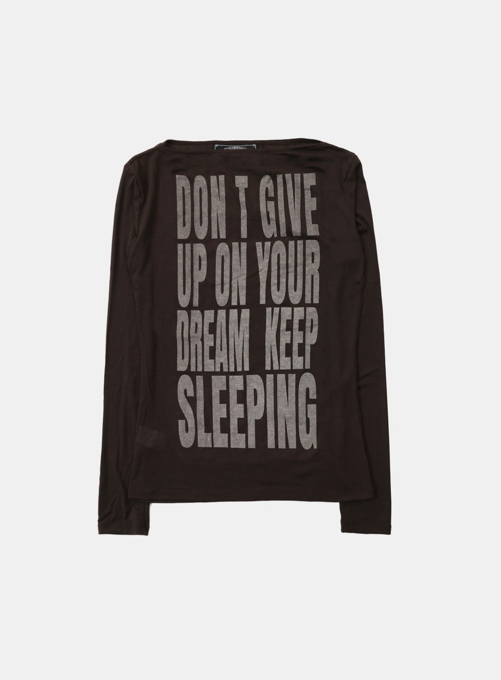 KEEP SLEEPING Boat Neck Loose Fit Tee - Chocolate