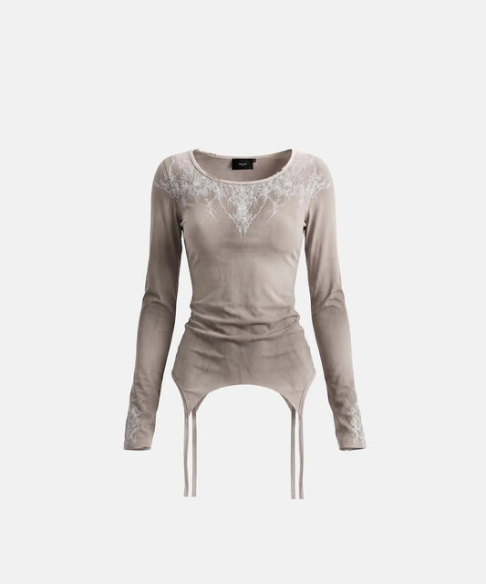 [w-tee26-298] T.M.V. Workshop Dark Tattoo Loose Fit Long Sleeve - Gray