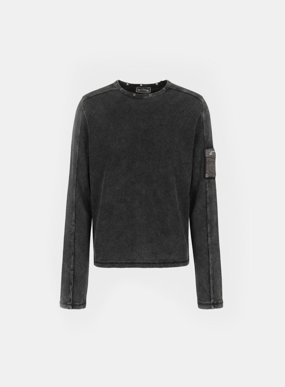[w-tee26-003] Viper Cotton Rib Round Neck Long Sleeve - Black