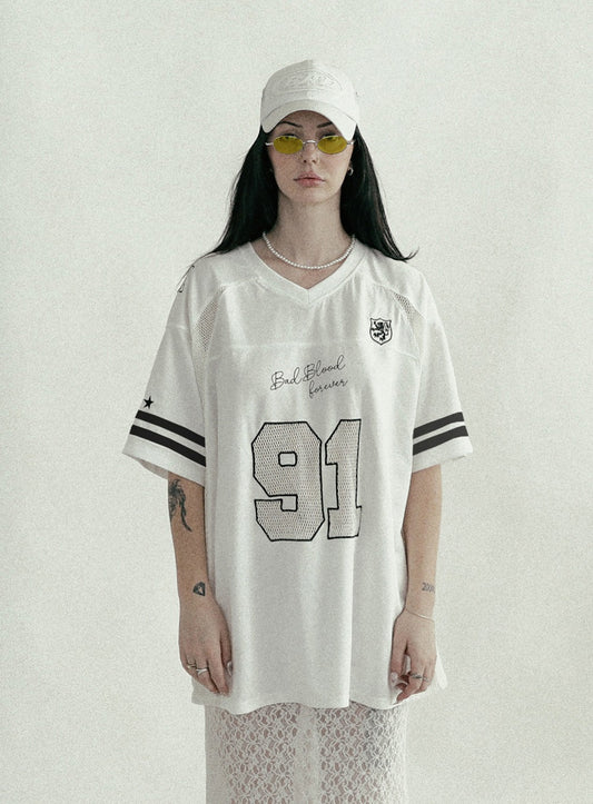 Crochet 91 Football Jersey Large Fit - White