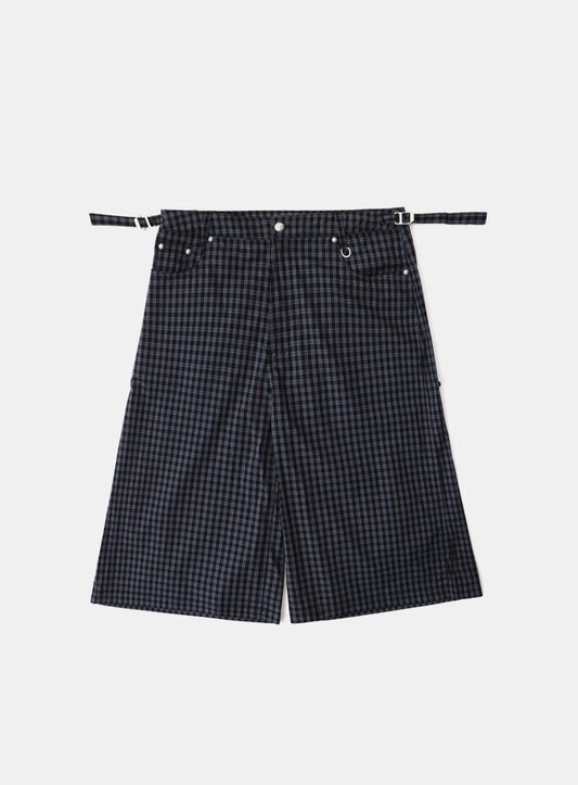 Cosmo Graphic Bermuda Pants - Charcoal Blue Check