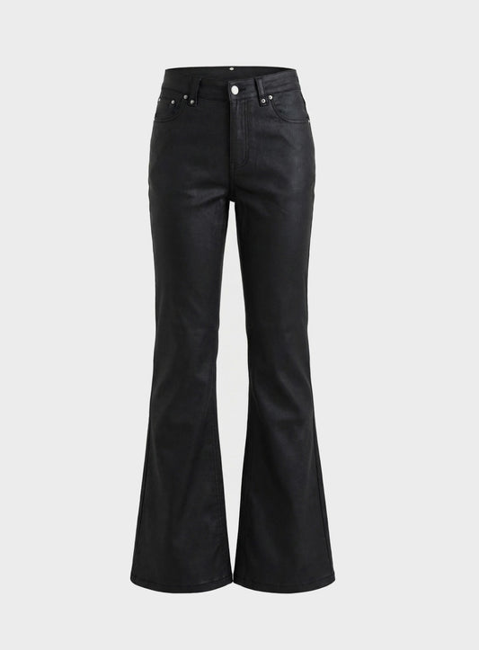 [w-pts25-112] Viper Mid-Rise Bootcut Pants - Coated Black