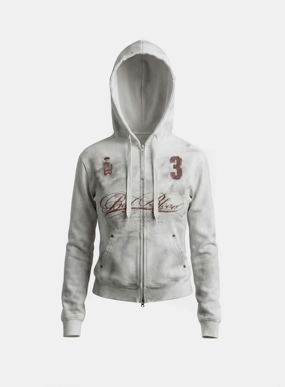 Royal Classic Distressed Hooded Zip-Up - White