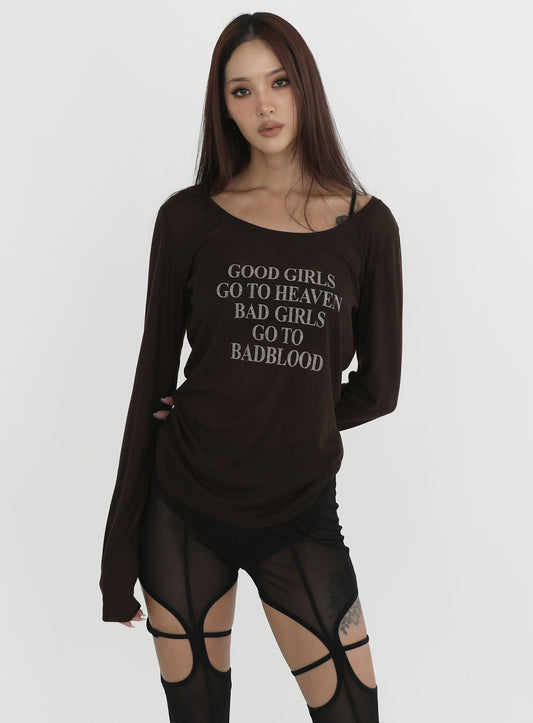 Bad Girls Loose Fit Top - Espresso