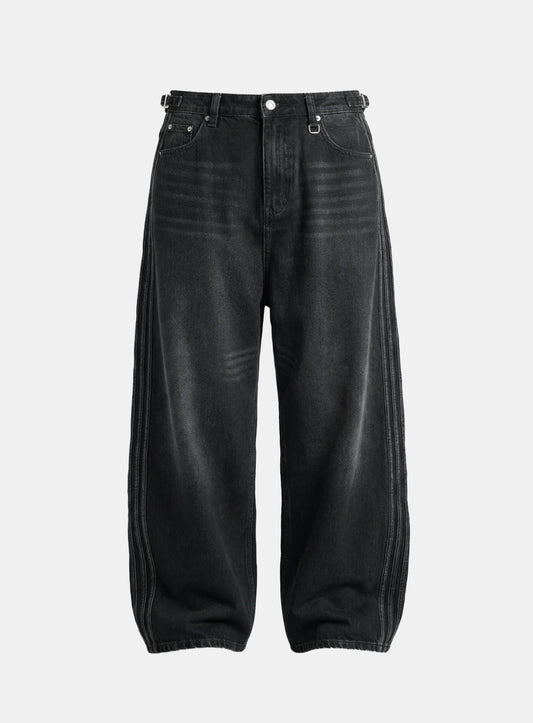 [w-jeans26-001] Billy Track Jeans Baggy Fit - All Black