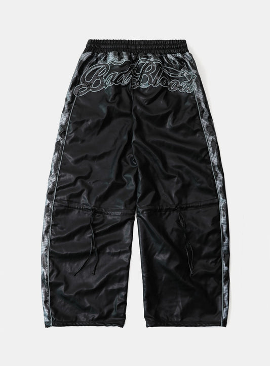 Contrast Leather Track Pants - Black Python