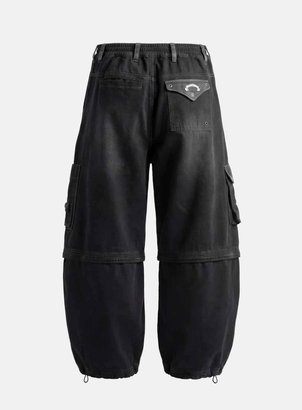 [w-pts25-131] Distressed Convertible Cargo Pants - Black